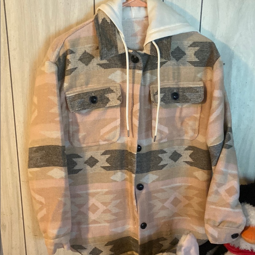Aztec Patterned Jacket with Hood